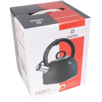 Чайник Vinzer Nero 89010, со свистком, 2.5 л, Black - Metoo (2)