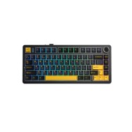 Клавиатура AULA F75, mechanical, Gray Wood V3 switch, 80 keys EN/RU, 2.4/BT/cable, Black-dblu-orange