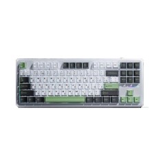 Клавиатура AULA F87, mechanical, Gray Wood V3 switch, 87 keys EN/<wbr>RU, 2.4/<wbr>BT/<wbr>cable, White-black-green