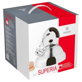 Чайник Vinzer Superia 89009, со свистком, 2.6 л, Steel - Metoo (2)
