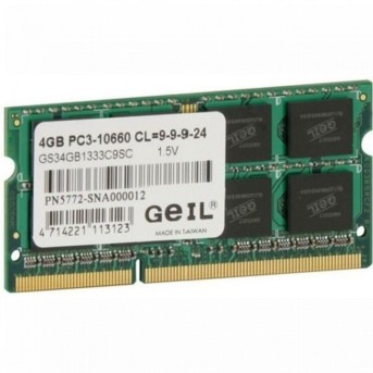 Оперативная память для ноутбука 4Gb DDR3 1333Mhz GEIL PC3 10660 GS34GB1333C9SSO-DIMM 1,5V oem - Metoo (1)