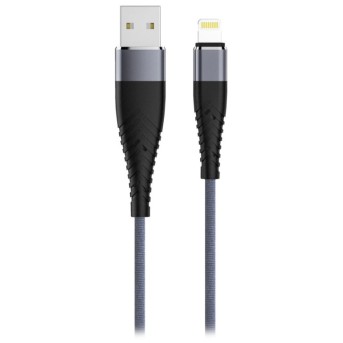 Кабель Olmio SPRING, USB 2.0 - lightning, 1.5м, 2.4A, черный - Metoo (1)