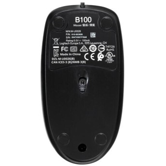 Мышь проводная Logitech Optical B100 Black USB OEM (910-003357) - Metoo (4)