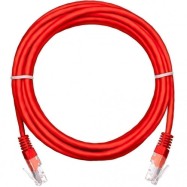 Патч-корд UTP, Кат.5е, 5м, NETLAN, 4 пары, 100МГц, 2хRJ45, заливной, красный, упак. 10шт