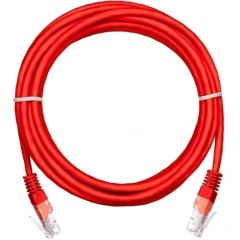 Патч-корд UTP, Кат.5е, 5м, NETLAN, 4 пары, 100МГц, 2хRJ45, заливной, красный, упак. 10шт