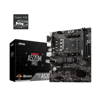 Материнская плата MSI A520M PRO AM4 2xDDR4 4xSATA3 RAID M.2 VGA HDMI DP ARGB header mATX - Metoo (1)