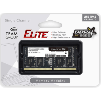 Оперативная память для ноутбука 8GB DDR4 2666Mhz Team Group ELITE SO-DIMM TED48G2666C19-S01 - Metoo (1)