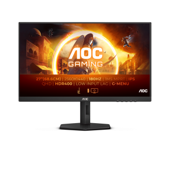 Монитор Игровой 27" AOC Q27G4X/<wbr>01 IPS 2560x1440 180Hz 1ms 450cd/<wbr>m 1000:1 2xHDMI 1xDP HDR400 Black - Metoo (1)