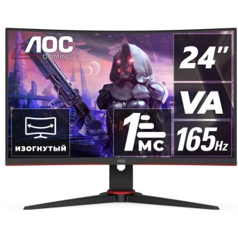 Монитор Игровой 23,6" AOC C24G2AE/<wbr>BK VA 165Hz Curved 1ms 250cd/<wbr>m 178/<wbr>178 3000:1 2xHDMI 1xD-SUB 2x2W - Metoo (1)