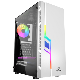 Корпус Wintek Light JX188-7-W TG, ATX/Micro ATX, USB 1*3.0/2*2.0, HD-Audio+Mic, 0,5 mm, 1*12cm fRGB, белый в Metoo.kz - Metoo (1)