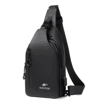 Спортивная сумка Wintek KTB230348, crossbody, полиэстер, c USB, чёрная - Metoo (1)