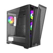 Корпус Wintek Andromeda MAX P193-M-B TG, ATX, USB 2*3.0/1*2.0, HD+Mic, 0,5mm, 4*12cm ARGB (контроллер + пульт д/у в комплекте), Black