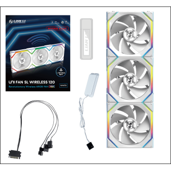 Вентилятор для корпуса Lian Li UNI FAN SL WIRELESS 120 3x120mm wit controller White G99.12RSL1W3W.00 - Metoo (1)