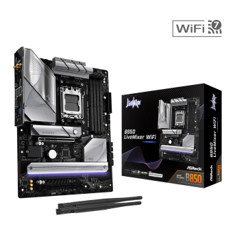 Материнская плата ASRock B850 LIVEMIXER WIFI AM5 4xDDR5 2xSATA 3xM.2 23xUSB 1xHDMI 1xDP ATX в Metoo.kz - Metoo (1)