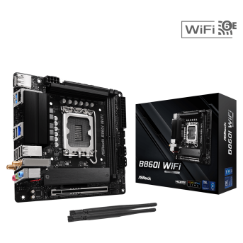 Материнская плата ASRock B860I WIFI LGA1851 2xDDR5 4xSATA 2xM.2 1xHDMI 1xDP WiFi Mini-ITX в Metoo.kz - Metoo (1)