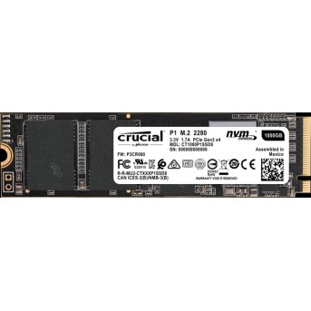 Твердотельный накопитель 1000Gb SSD Crucial P1 3D NAND M2 PCIe NVMe R2000Mb/<wbr>s W1700MB/<wbr>s CT1000P1SSD8 - Metoo (1)