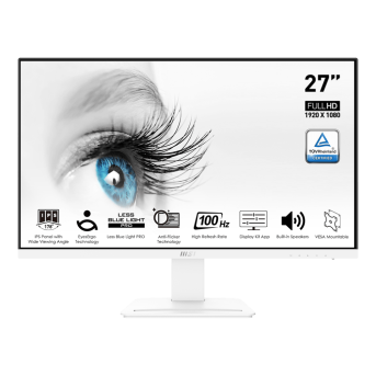 Монитор 27" MSI PRO MP273AW IPS 1920х1080 100Hz 1ms 300cd/<wbr>m 1000:1 VGA HDMI DP 2x3W Белый - Metoo (1)