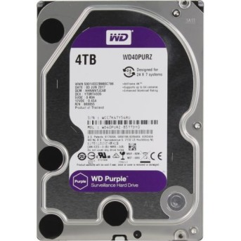 Жесткий диск для видеонаблюдения HDD 4Tb Western Digital Purple SATA 6Gb/<wbr>s 64Mb 3,5" WD40PURZ - Metoo (1)