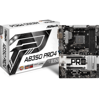 Материнская плата ASRock AB350 PRO4 Socket AM4 B350 4xDDR4 6xSATA3 RAID D-Sub DVI HDMI ATX BOX в Metoo.kz - Metoo (1)