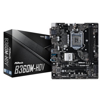 Материнская плата ASRock B360M-HDV LGA1151 2xDDR4 6xSATA3 1xUM.2 D-Sub DVI HDMI 3xPCI-E3.0 mATX - Metoo (1)