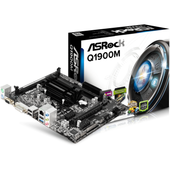 Материнская плата ASRock Q1900M Celeron Quad-Core J1900(2GHz) DDR3 SATA2 Dsub+DVI+HDMI mATX BOX в Metoo.kz - Metoo (1)