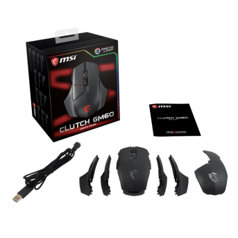 Мышь MSI Clutch GM60 GAMING Mouse USB2.0/<wbr>RGB подстветка/<wbr>Вес 115г./<wbr>кабель 2м/<wbr>Черный - Metoo (1)