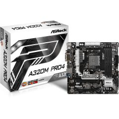 Материнская плата ASRock A320M PRO4 R2.0 Socket AM4 4xDDR4 4xSATA3 RAID 2xM.2 D-Sub DVI HDMI mATX