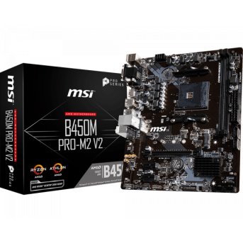 Материнская плата MSI B450M PRO-M2 V2 AM4 B450 2xDDR4 4xSATA3 1xM.2 VGA DVI HDMI mATX - Metoo (1)