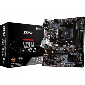 Материнская плата MSI A320M PRO-M2 V2 AM4 A320 2xDDR4 4xSATA3 RAID 1xM.2 D-Sub DVI HDMI mATX - Metoo (1)