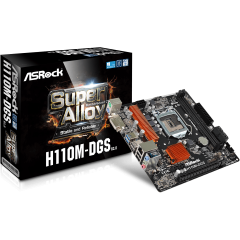 Материнская плата ASRock H110M-DGS R3.0 LGA1151 INTEL H110 2xDDR4 4xSATA3 1xDVI mATX BOX