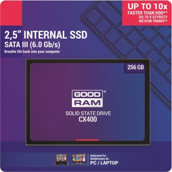 Твердотельный накопитель 256GB SSD GOODRAM CX 400 2.5” SATA3 R550Mb/s W490MB/s 7mm SSDPR-CX400-256 в Metoo.kz - Metoo (1)