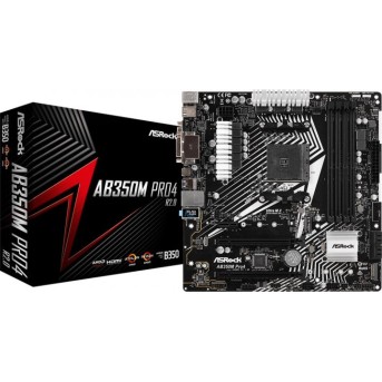 Материнская плата ASRock AB350M PRO4 R2.0 AM4 4xDDR4 4xSATA3.0 RAID D-Sub DVI HDMI mATX в Metoo.kz - Metoo (1)