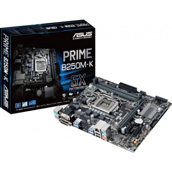 Материнская плата ASUS PRIME B250M-K LGA1151 iB250 2xDDR4 6xSATA3 2xM.2 DVI+D-Sub mATX BOX - Metoo (1)