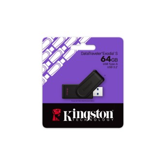 Флэш-накопитель Kingston 64Gb USB3.2 Gen1 Data Traveler Exodia S (Black) в Metoo.kz - Metoo (1)
