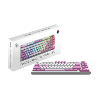 Игровая Клавиатура MSI FORGE GK600 TKL W VIOLET RU, Механическая/WIFI/BT/USB2.0/RGB/83кл./1.8м Белая в Metoo.kz - Metoo (1)