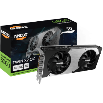 Видеокарта Inno3D GeForce RTX5060 TWIN X2 OC, 8G GDDR7 128-bit HDMI 3xDP N50602-08D7X-195070N - Metoo (1)