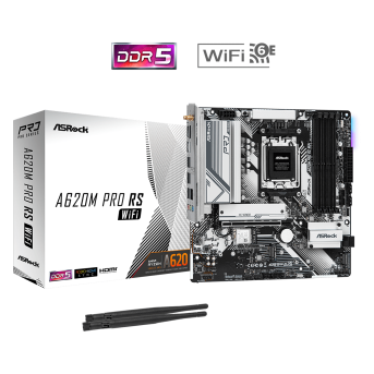 Материнская плата ASRock A620M PRO RS WIFI AM5 2xDDR5 4xSATA3 RAID 2xM.2 HDMI DP mATX - Metoo (1)