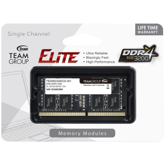 Оперативная память для ноутбука 8GB DDR4 3200Mhz Team Group ELITE SO-DIMM TED48G3200C22-S01 в Metoo.kz - Metoo (1)