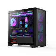Компьютерный корпус Huntkey GX750S Predator, Без БП, 0.6mm, 2xUSB2.0, 1xUSB3.0, HDAudio, mATX, Black
