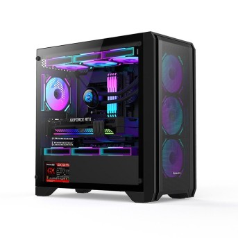 Компьютерный корпус Huntkey GX750S Predator, Без БП, 0.6mm, 2xUSB2.0, 1xUSB3.0, HDAudio, mATX, Black - Metoo (1)