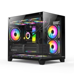 Компьютерный корпус Huntkey S960 StormX, Без БП, 0.6mm, 2xUSB2.0, 1xUSB3.0, HD-Audio, mATX, Black