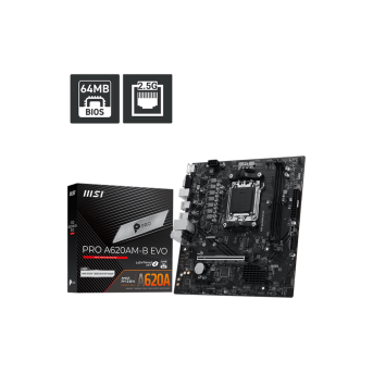 Материнская плата MSI PRO A620AM-B EVO AM5 2xDDR5 4xSATA3 RAID M.2 1xD-Sub 1xHDMI GLAN mATX в Metoo.kz - Metoo (1)