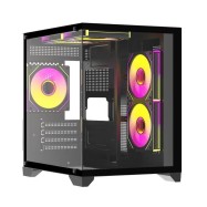 Корпус Wintek AQUABOX S05-B TG, Micro ATX, USB 1*3.0/2*2.0, HD+Mic, 5*12cm ARGB (контр. + пульт д/..