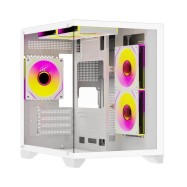 Корпус Wintek AQUABOX S05-W TG, Micro ATX, USB 1*3.0/2*2.0, HD+Mic, 5*12cm ARGB (контр. + пульт д/..