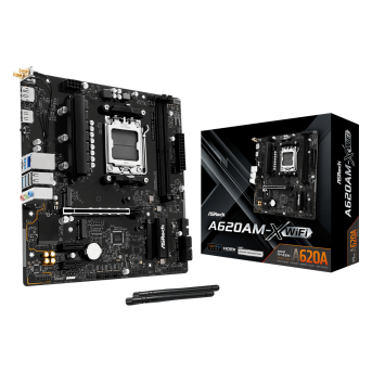Материнская плата ASRock A620AM-X WIFI AM5 2xDDR5 4xSATA3 RAID 2xM.2 WiFi6E Type-C HDMI DP mATX в Metoo.kz - Metoo (1)