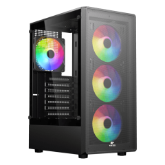 Корпус Wintek Miracle A01-B-M TG, ATX/Micro ATX, USB 1*3.0/2*2.0, 0.45mm, 4*12cm FRGB fan, Black..