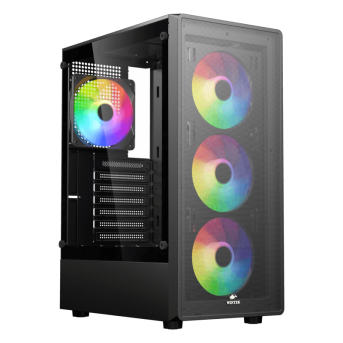 Корпус Wintek Miracle A01-B-M TG, ATX/Micro ATX, USB 1*3.0/2*2.0, 0.45mm, 4*12cm FRGB fan, Black в Metoo.kz - Metoo (1)