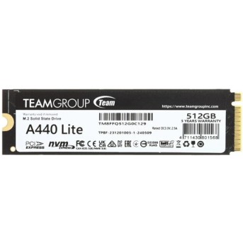 Твердотельный накопитель 512GB SSD TeamGroup A440 Lite M.2 PCIe R7000/<wbr>W4500 TM8FFQ512G0C129 - Metoo (1)