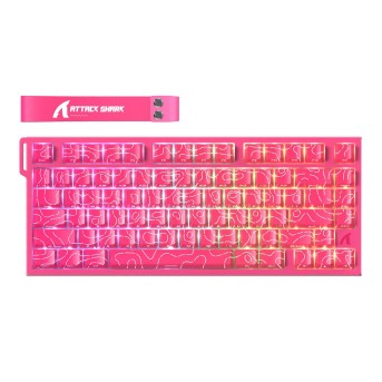 Клавиатура Attack Shark R82 HE Pink Contour, Berry Red Contour Line, Magnetic, 75%, EN, Wired USB-C в Metoo.kz - Metoo (1)