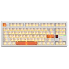 Клавиатура Attack Shark X87Ultra Ice Orange, Mechanical, 87 keys, 2.4/BT/USB-C, EN, 10.000mAh..